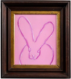 Hunt Slonem, "In the Pink", 12.5x11 Diamond Dust Pink Bunny Oil Painting  