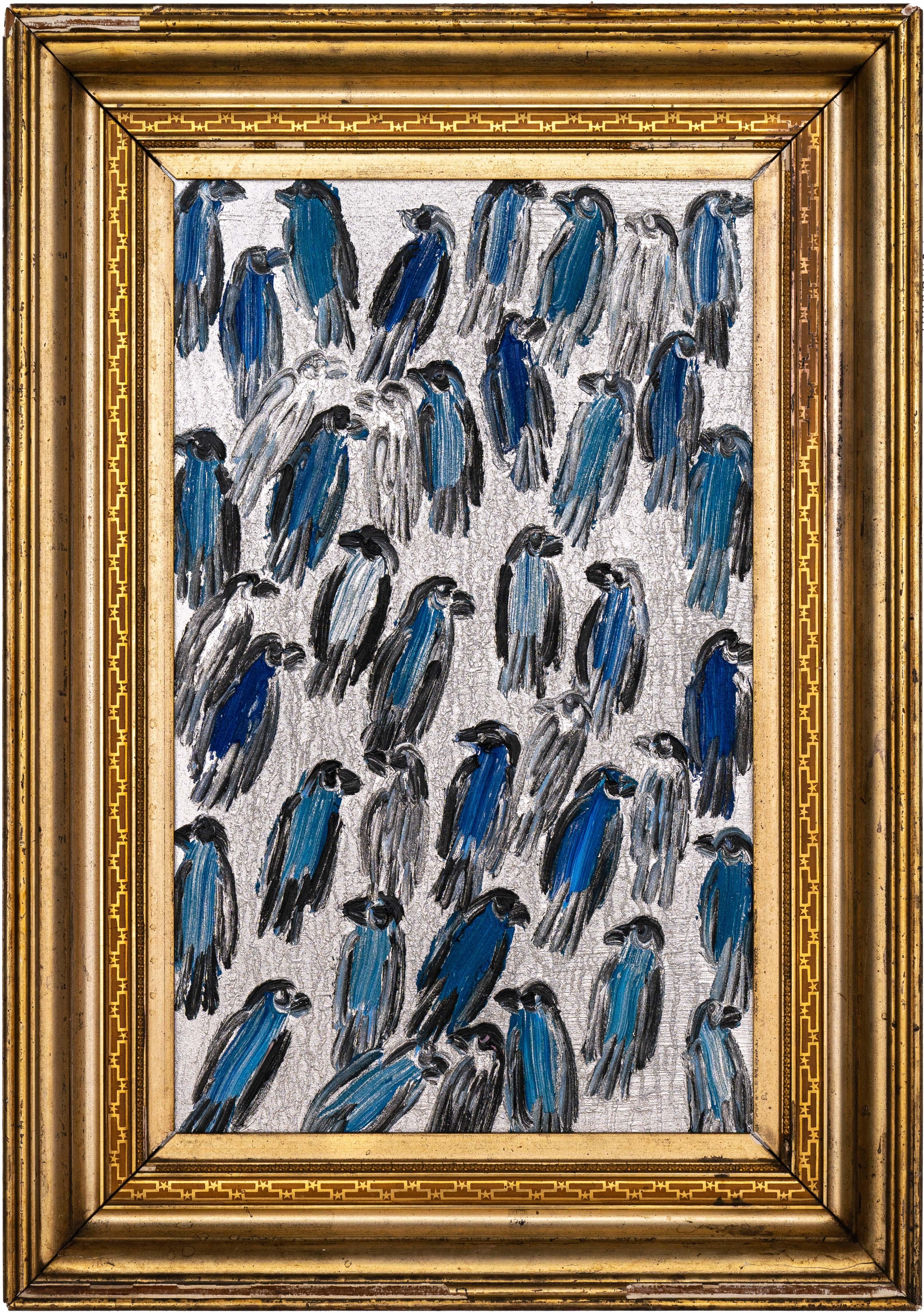 Hunt Slonem "Fringuelli indaco" Uccelli blu e metallizzati