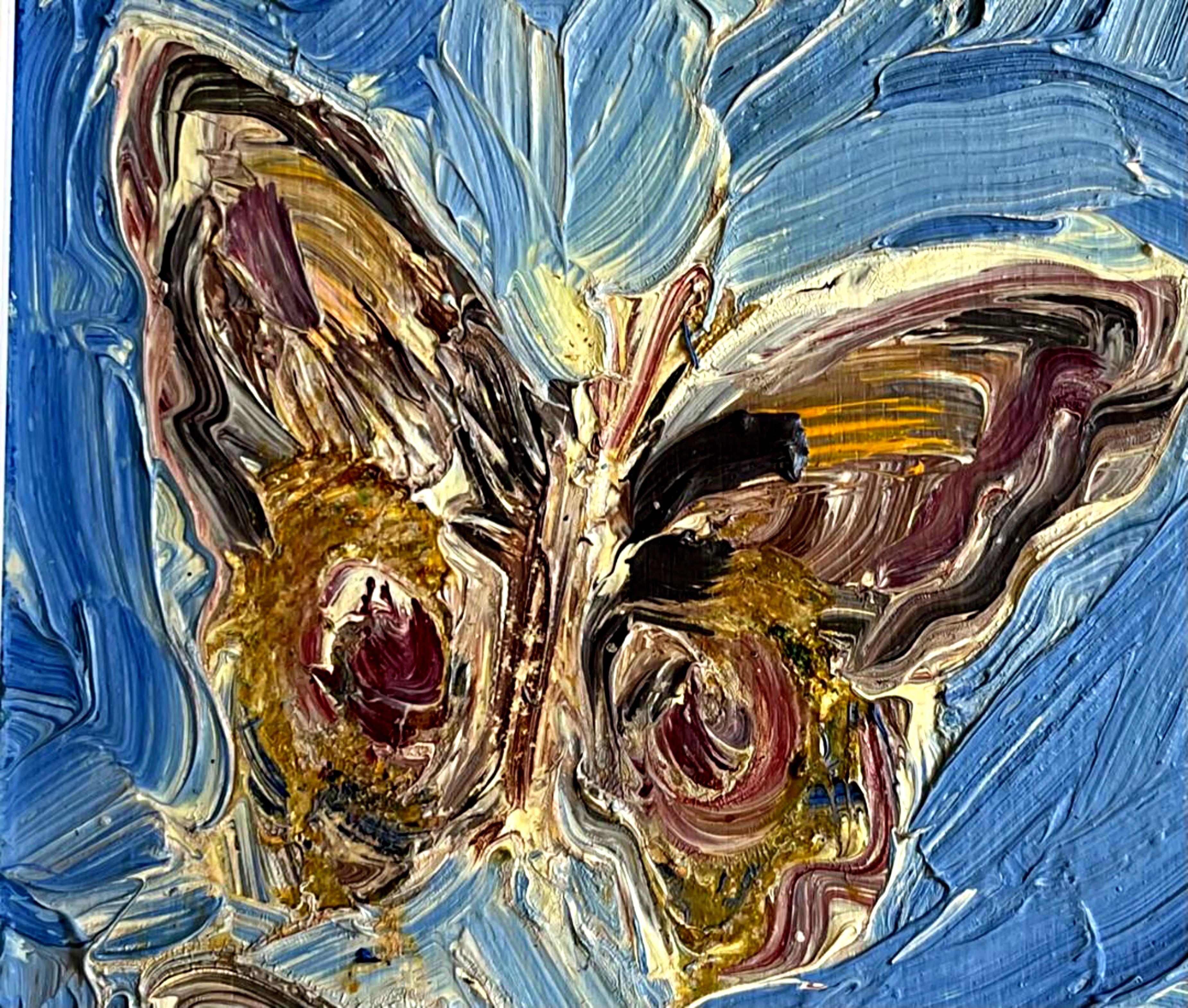 Peinture unique signée Hunt Slonem IO Moths, créée pour une publication littéraire en vente 4