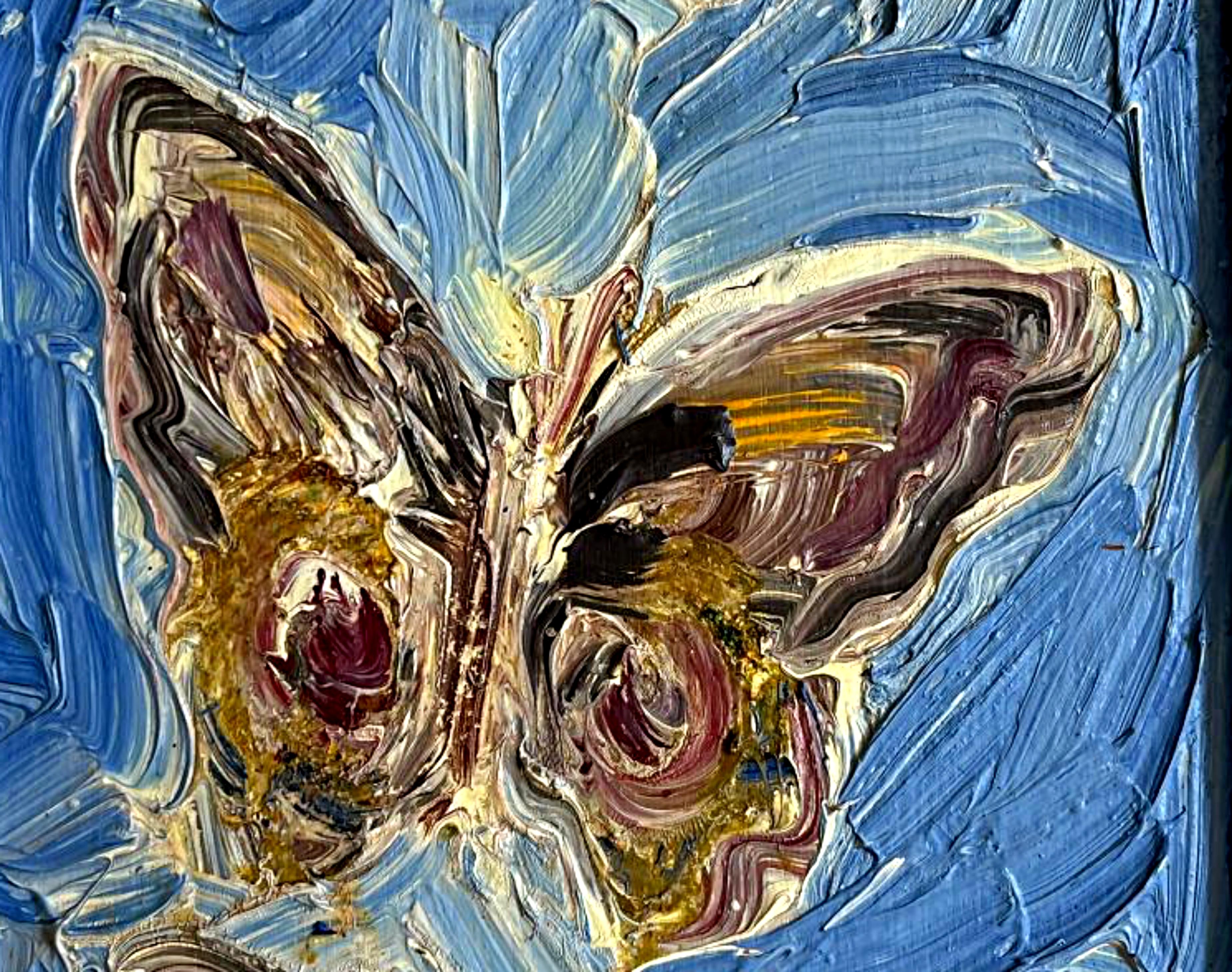 Peinture unique signée Hunt Slonem IO Moths, créée pour une publication littéraire en vente 5