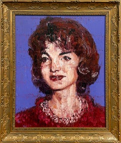 Hunt Slonem "Jackie Kennedy" Original portrait painting in oil