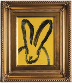 Hunt Slonem, "Jacqueline", 10x8 Yellow Contemporary Bunny Oil Painting on Board