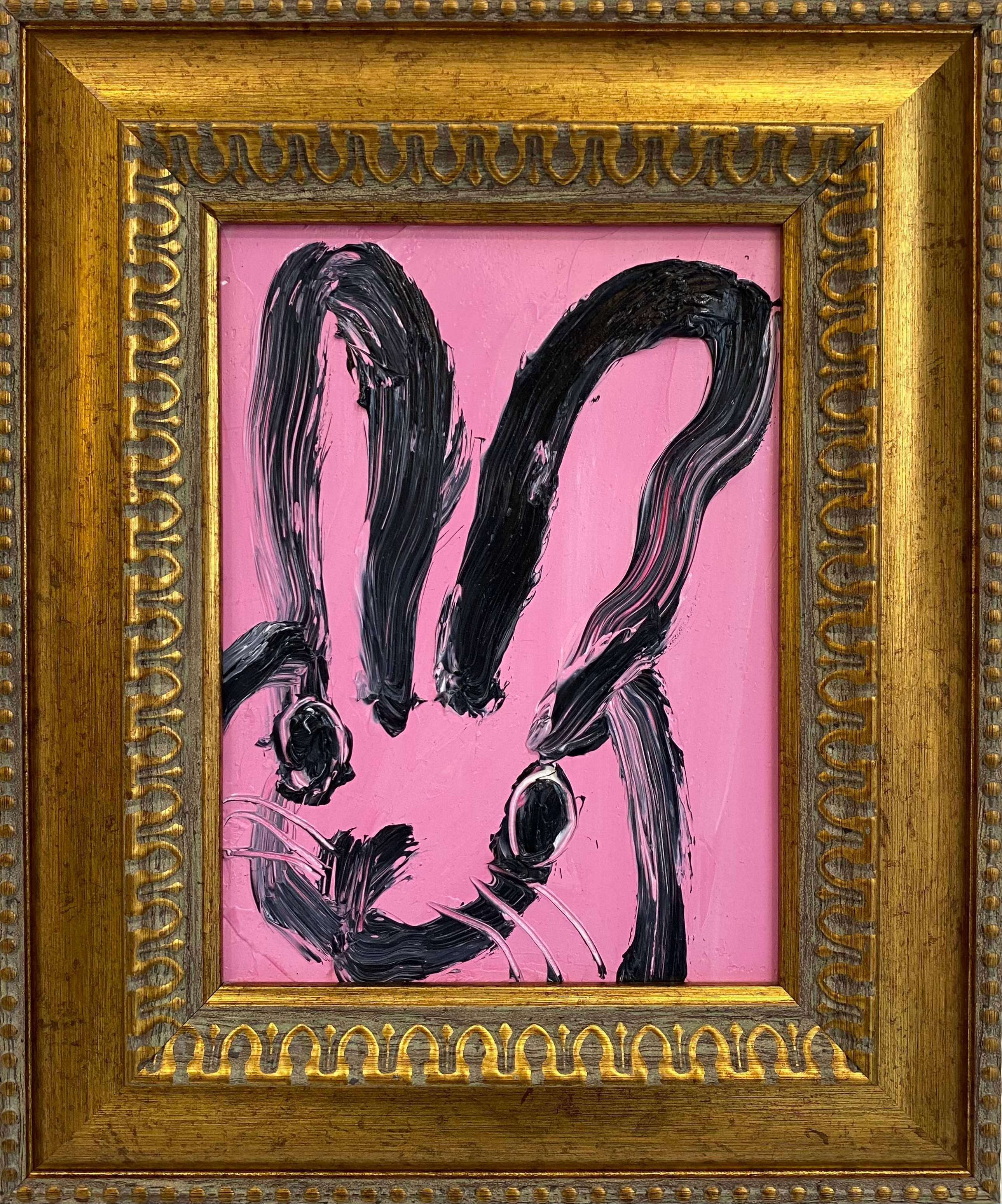 Hunt Slonem "Joyful" Black and Pink Bunny