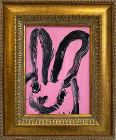 Hunt Slonem "Joyful" Black and Pink Bunny