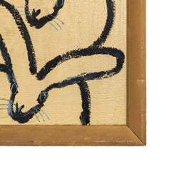 Hunt Slonem "Late Date" Neoexpressionist Bunnies Framed Oil on Wood Painting