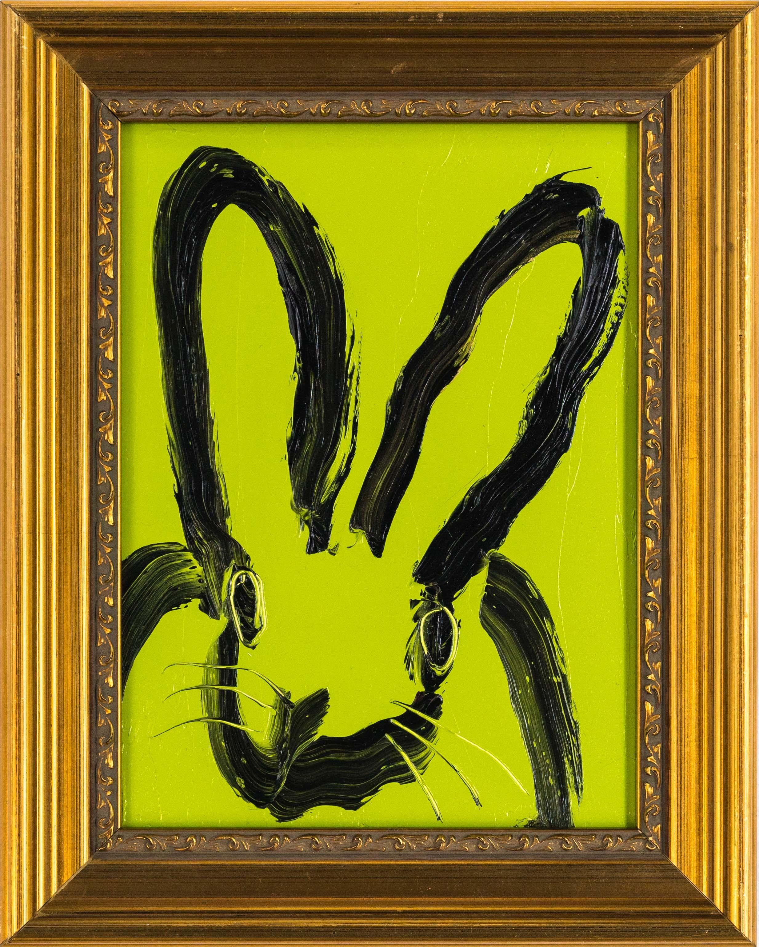 Hunt Slonem "Lawn Nap" coniglietto verde chiaro