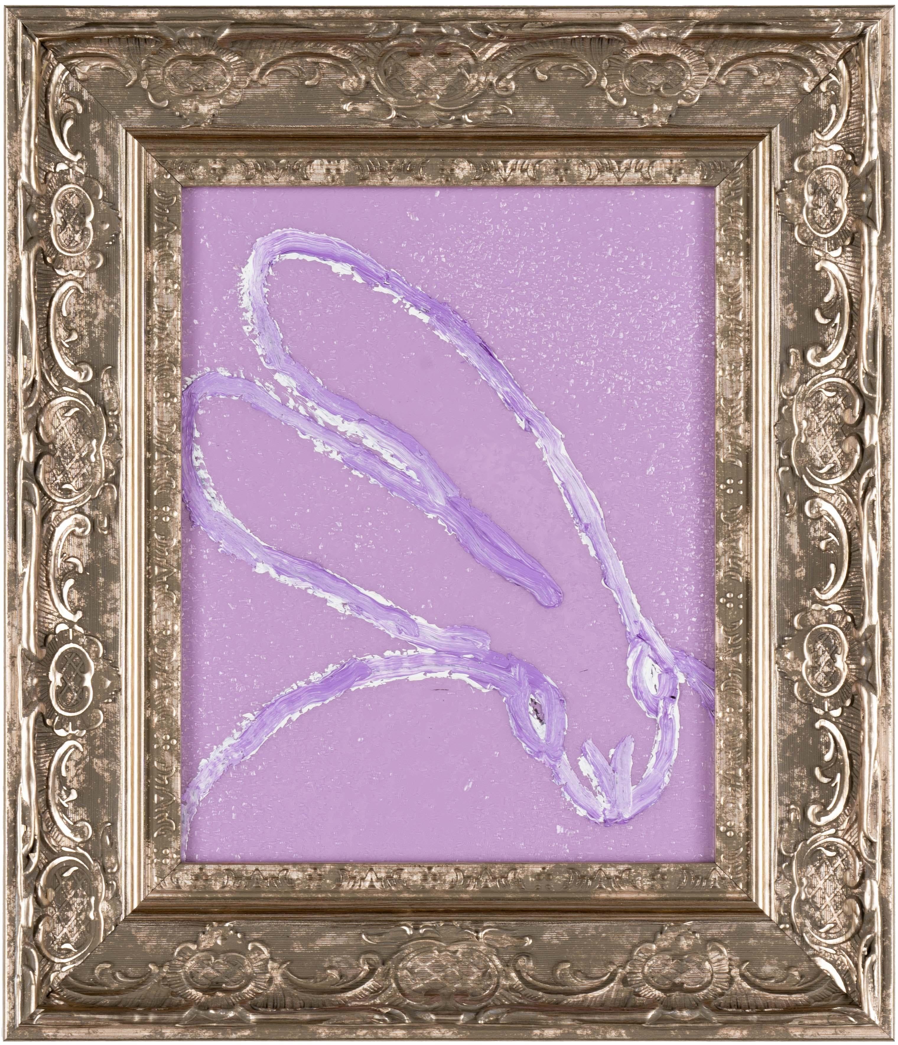 Hunt Slonem "Lilac" Purple Diamond Dust Bunny
A light purple gestured bunny on a lilac diamond dust background. Framed in a vintage frame.

Unframed: 10 x 8 inches
Framed: 14.5 x 12.5 inches
*Painting is framed - Please note Hunt Slonem paintings