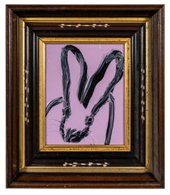Hunt Slonem "Lilac Spring" painting of a bunny