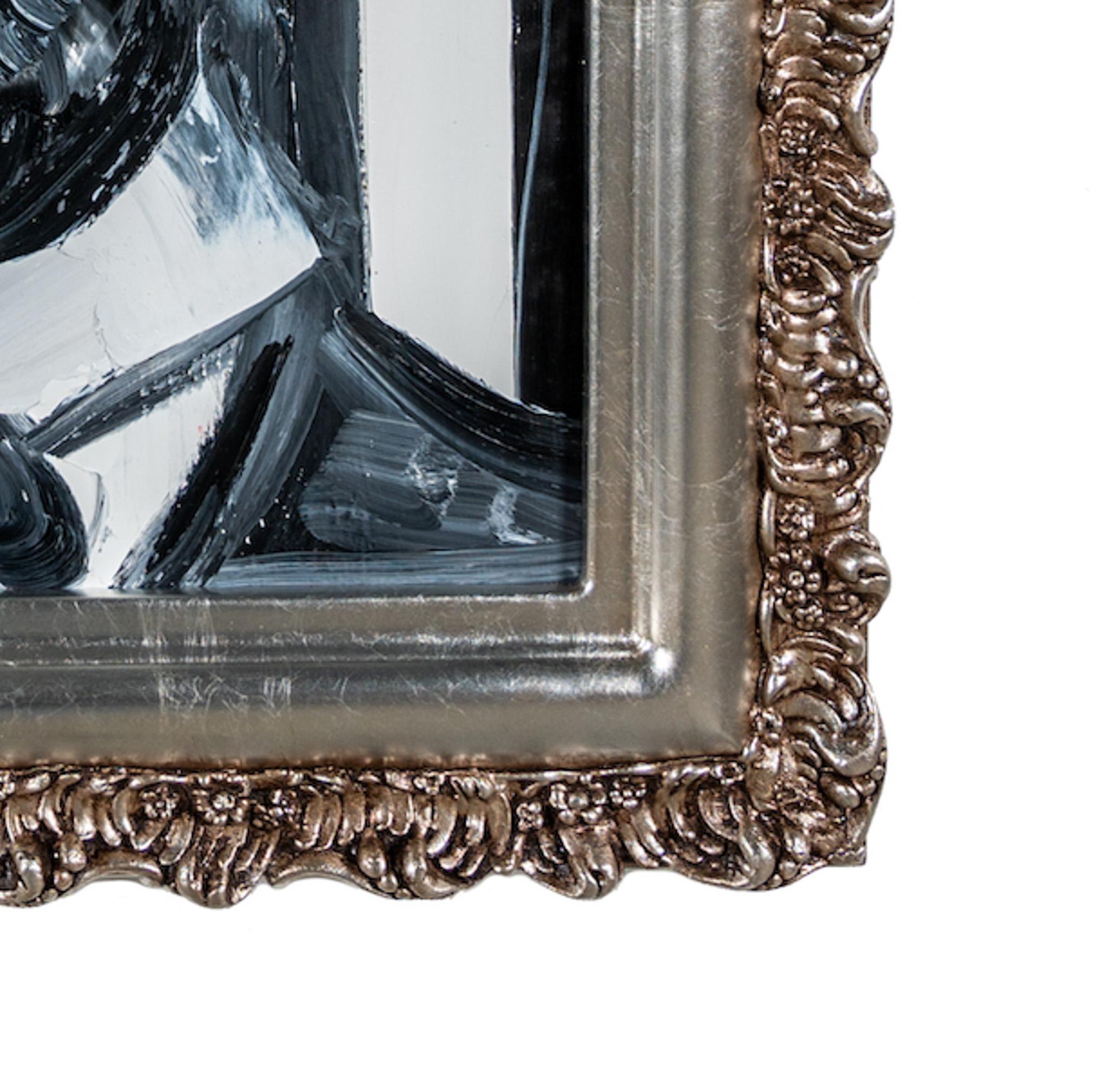 Hunt Slonem: „Lincoln Black & White“, Porträt, Öl auf Holz, gerahmtes Gemälde im Angebot 3