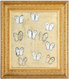Hunt Slonem, "Loyola Ascension, 30x25 Gold Textured Butterfly Oil Painting