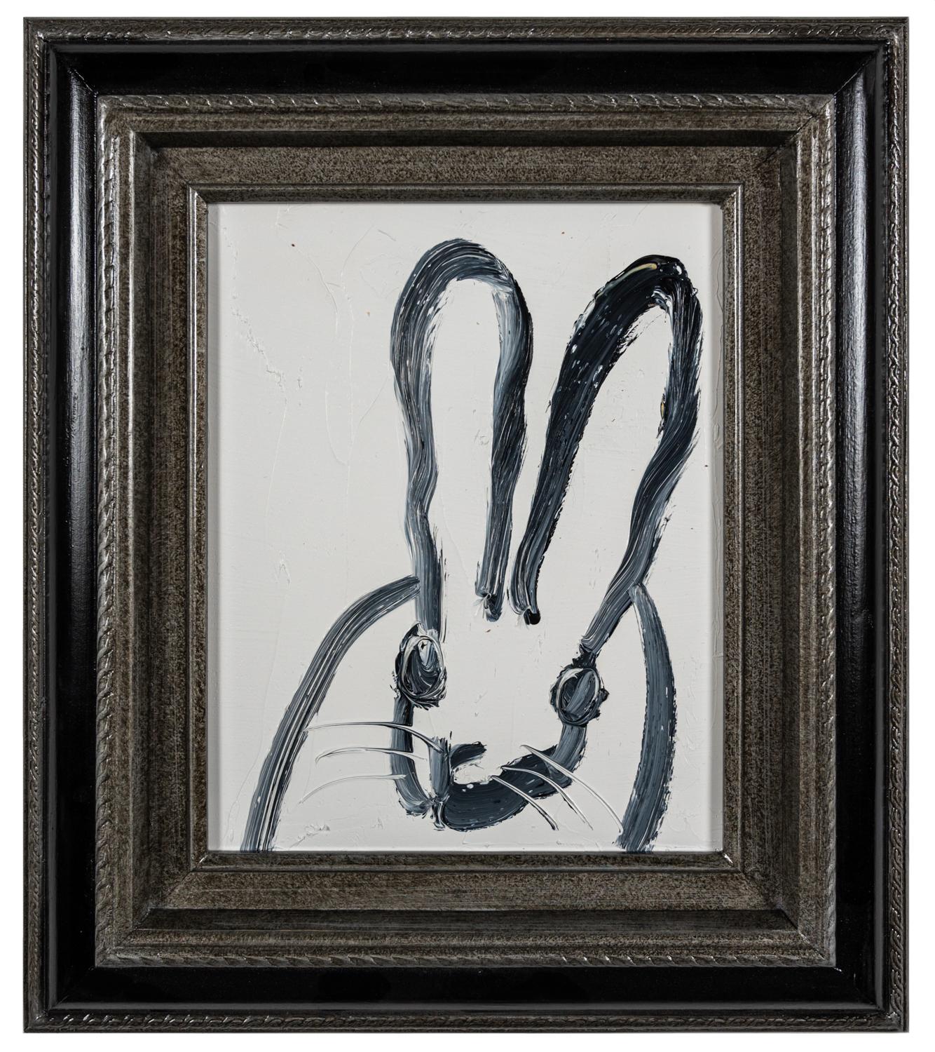Hunt Slonem "Max" White Bunny Black Outline