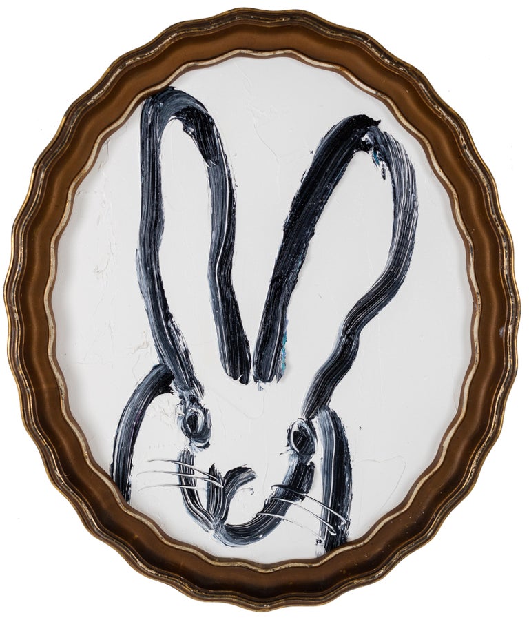 Hunt Slonem "Meg" Oval Bunny - Painting by Hunt Slonem
