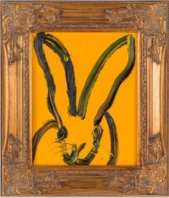 Hunt Slonem, "Melon", 10x8 Orange Single Bunny Rabbit Oil Painting