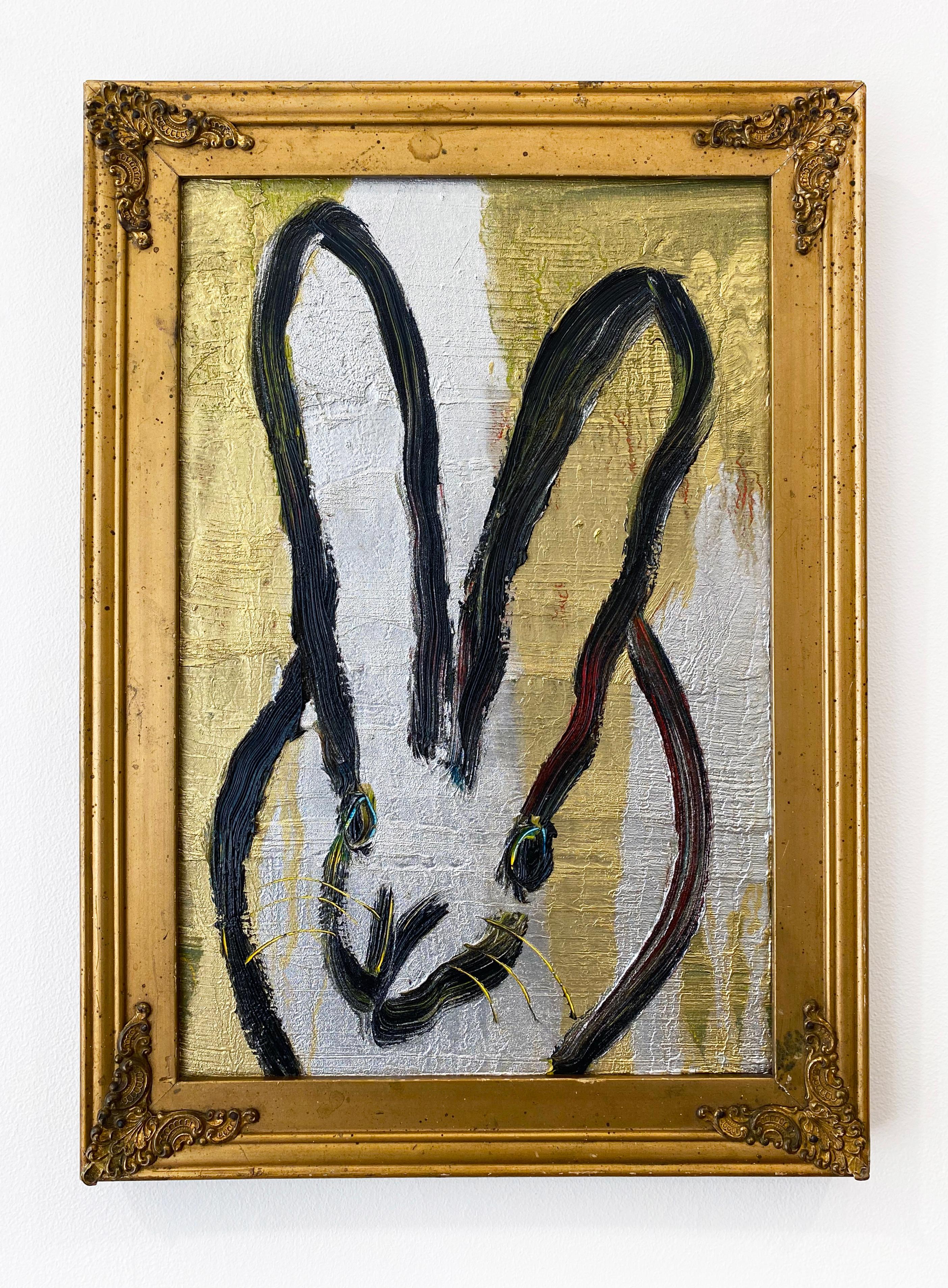 Hunt Slonem, coniglietto metallico, dipinge ad olio 