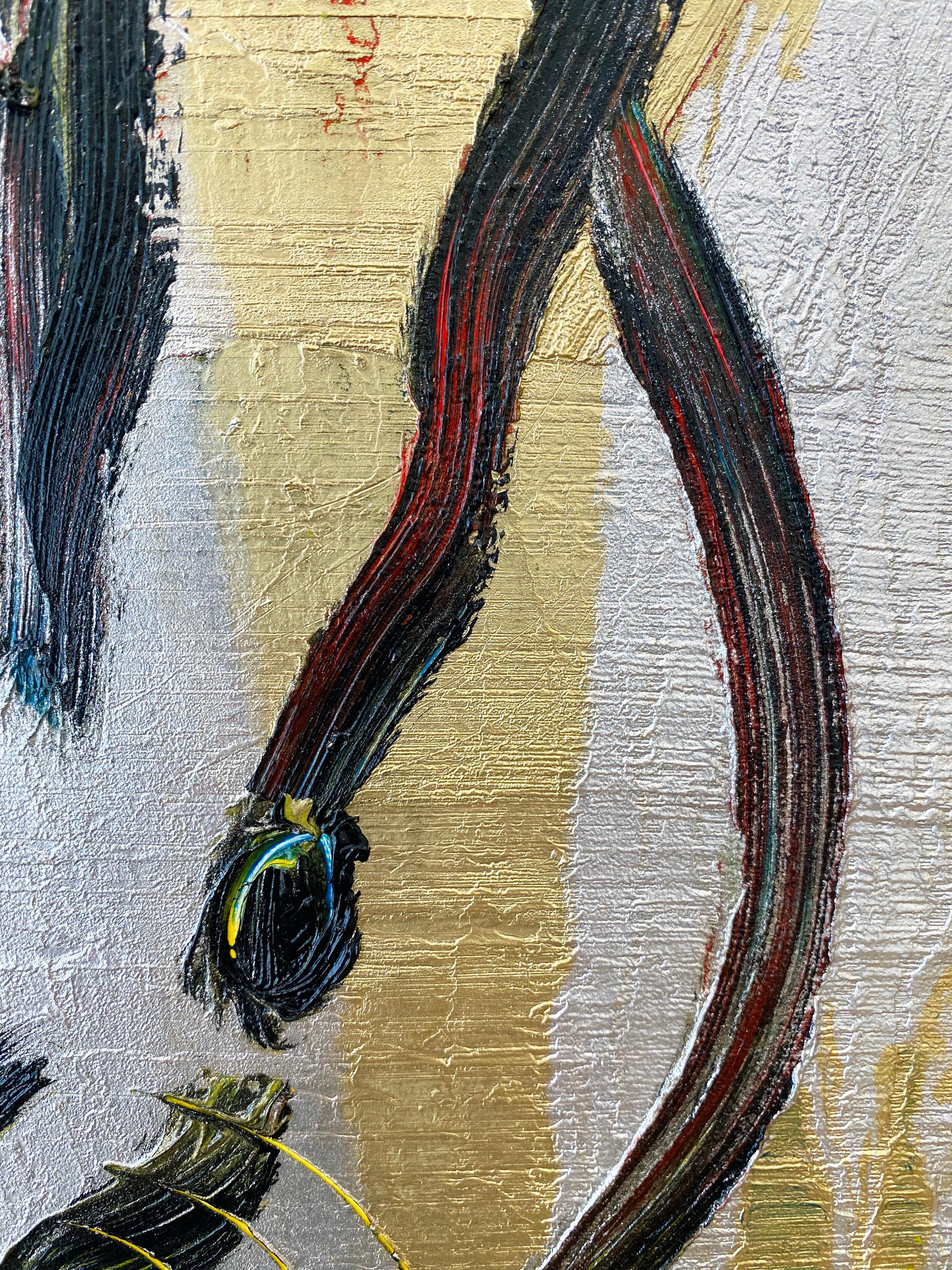 Hunt Slonem, coniglietto metallico, dipinge ad olio 