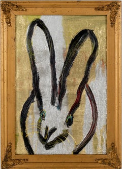 Hunt Slonem Metallic Bunny Oil Painting 'Harold'