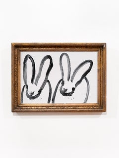 Hunt Slonem "Michael & Joy" Original oil painting of 2 bunnies
