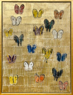 Hunt Slonem "Migration Monarchs & Swallowtails" Unique butterfly oil painting