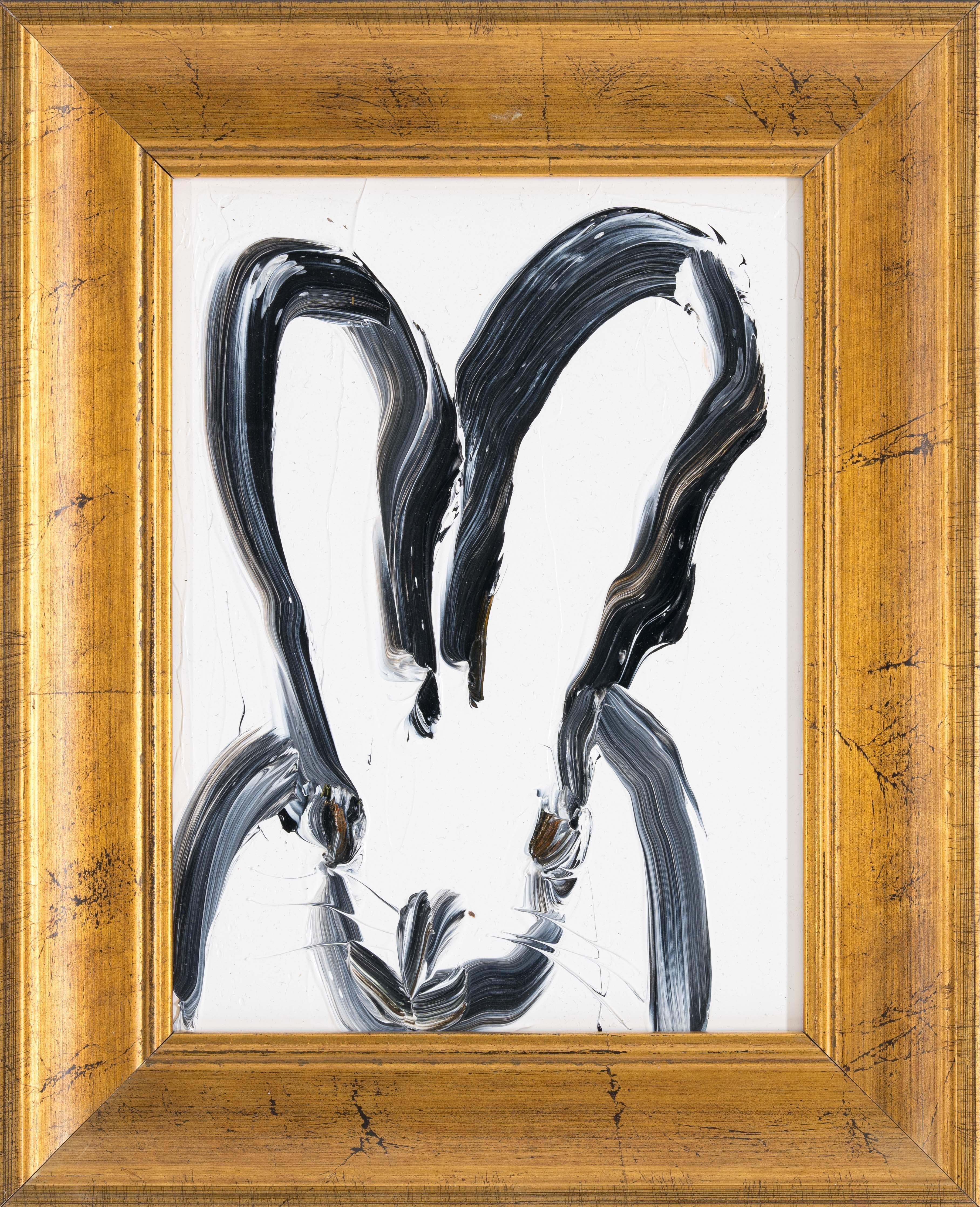 Hunt Slonem "More" Coniglietto dai contorni neri su sfondo bianco