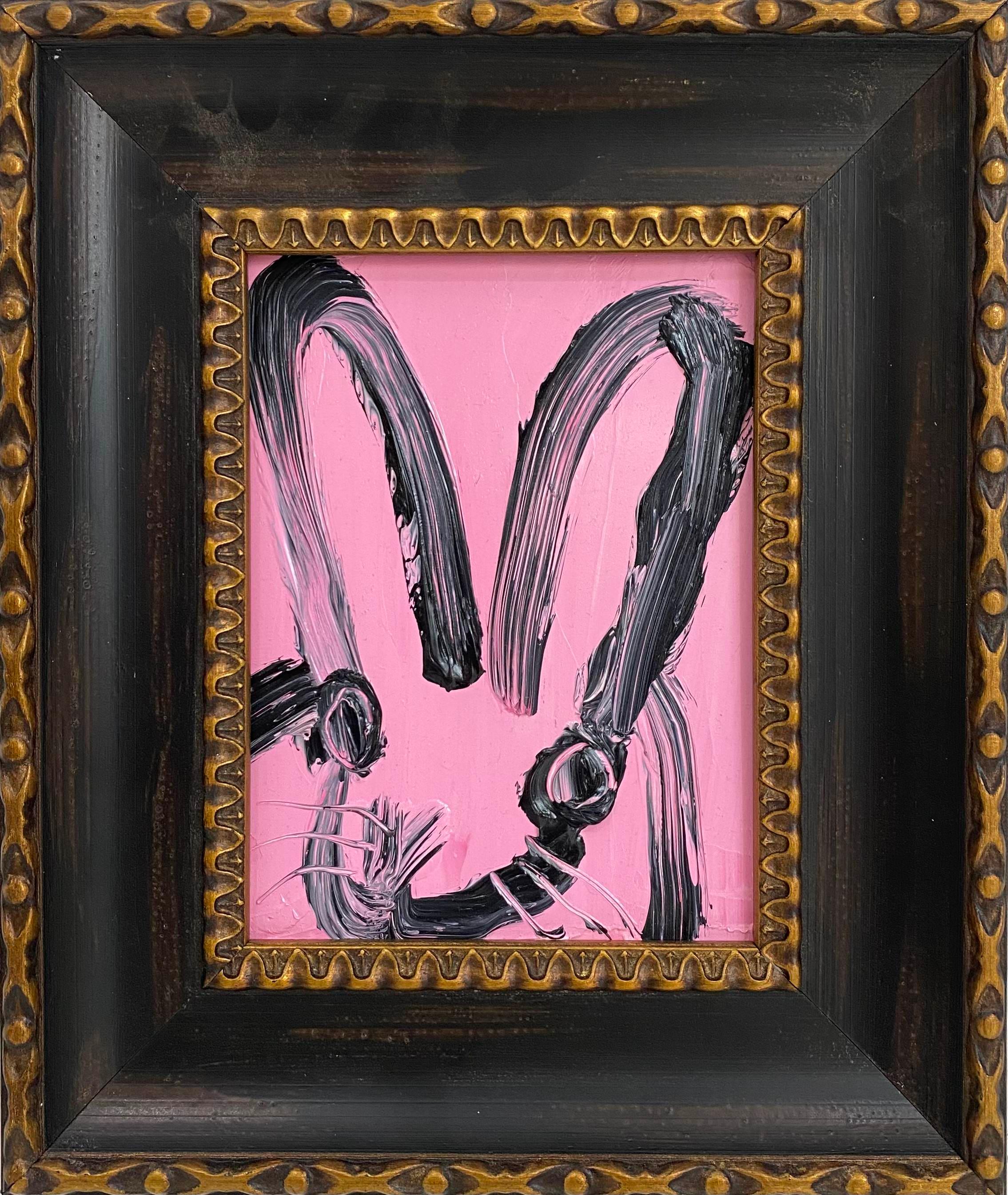 Hunt Slonem "Morgaya" lapin noir et rose