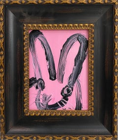 Hunt Slonem "Morgaya" lapin noir et rose