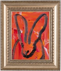 Hunt Slonem "Mottled" Orange, White and Red Bunny