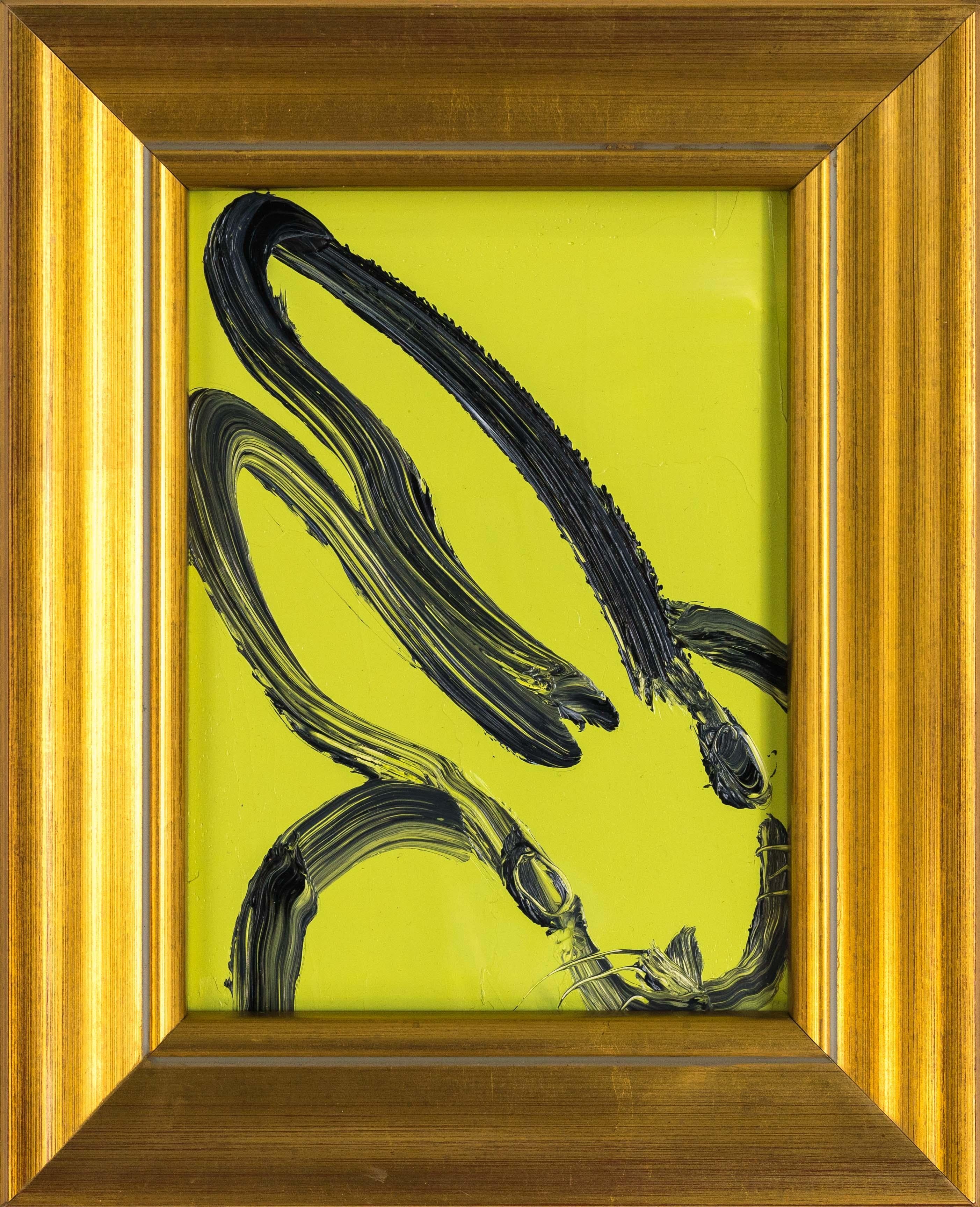 Hunt Slonem "Move" coniglietto giallo chartreuse e verde