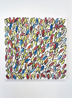 Hunt Slonem, Multi-colored Bird Oil painting, 'Finches'
