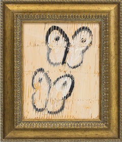Hunt Slonem, "New Territory", 10x8 White Butterfly Oil Painting in Antique Frame