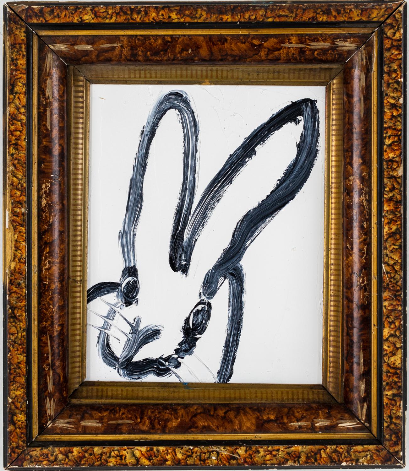 Hunt Slonem "Newel" Bunny
Portrait of bunny on a white background in an antique frame

Unframed: 10 x 8 inches  
Framed: 14.5 x 12.5 inches
*Painting is framed - Please note that not all Hunt Slonem frames are not in mint condition. There may be
