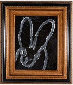 Hunt Slonem, "Nightwatch II" Black and White Bunny Oil and Diamond Dust