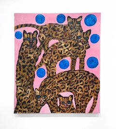 Hunt Slonem "Ocelots Managua" Olio unico su tela