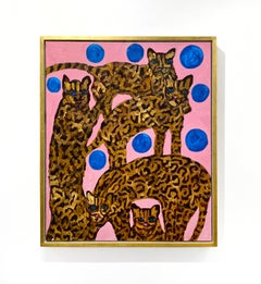 Hunt Slonem "Ocelots Managua" Unique oil on canvas