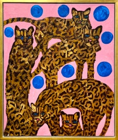 Hunt Slonem "Ocelots Managua" Unique oil on canvas