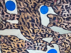 Hunt Slonem "Ocelots Nicaragua" Neo-Expressionist Animals Framed Oil on Canvas