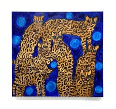 Hunt Slonem "Ozelots & Orbs" Einzigartiges Ölgemälde