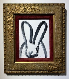 Hunt Slonem "Ofelia" Black and White Bunny
