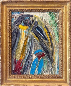 Hunt Slonem Pittura a olio "Senza titolo" con cornice dorata