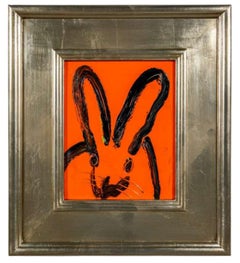 Hunt Slonem, "Orange", 10x8 Colorful Bunny Oil Painting in Antique Frame