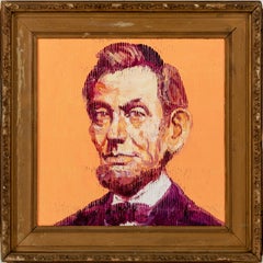 Hunt Slonem "Orange Lincoln" Peach Orange Abraham Lincoln