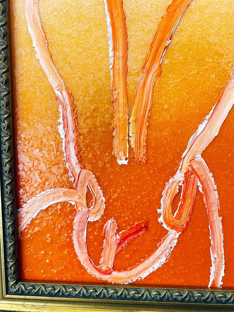Hunt Slonem Orange Ombre Diamond Dust Bunny Painting 'Untitled' For Sale 5