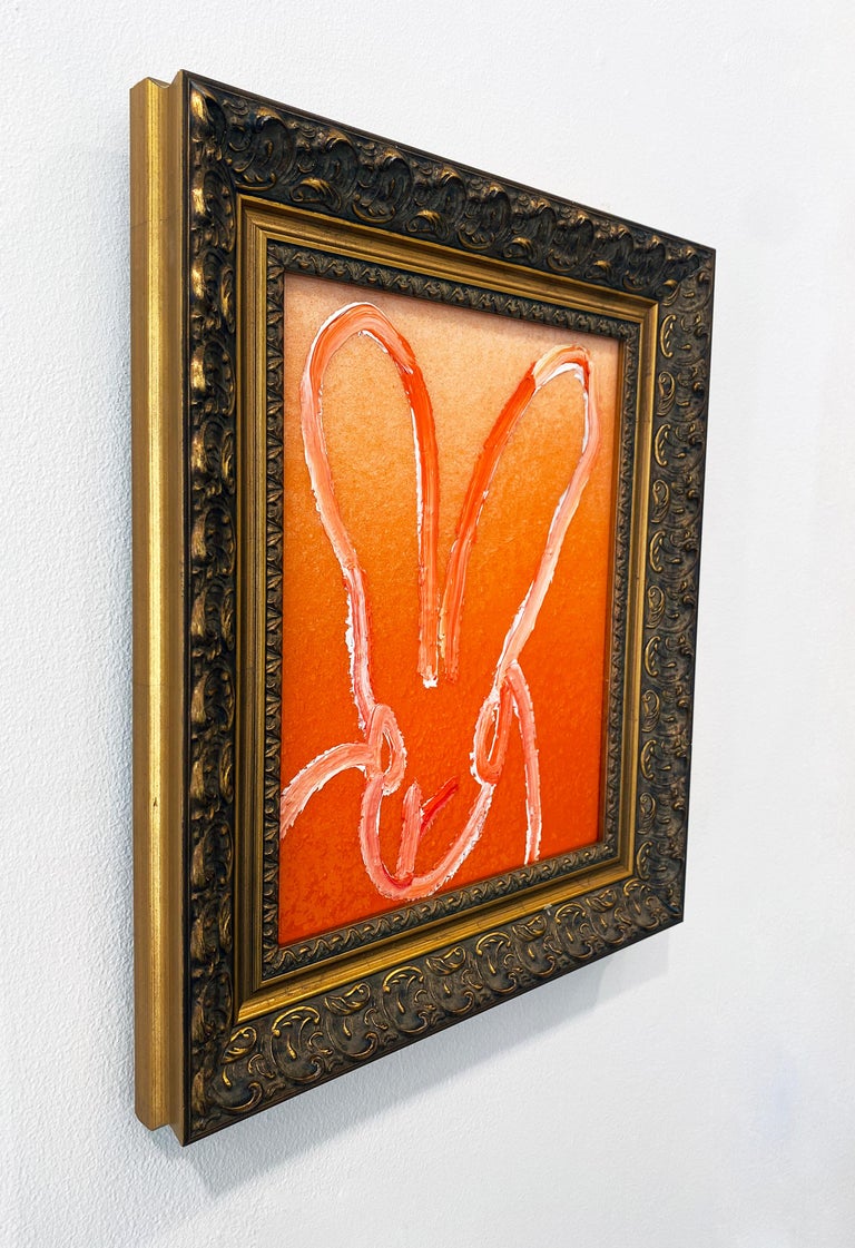 Hunt Slonem Orange Ombre Diamond Dust Bunny Painting 'Untitled' For Sale 2