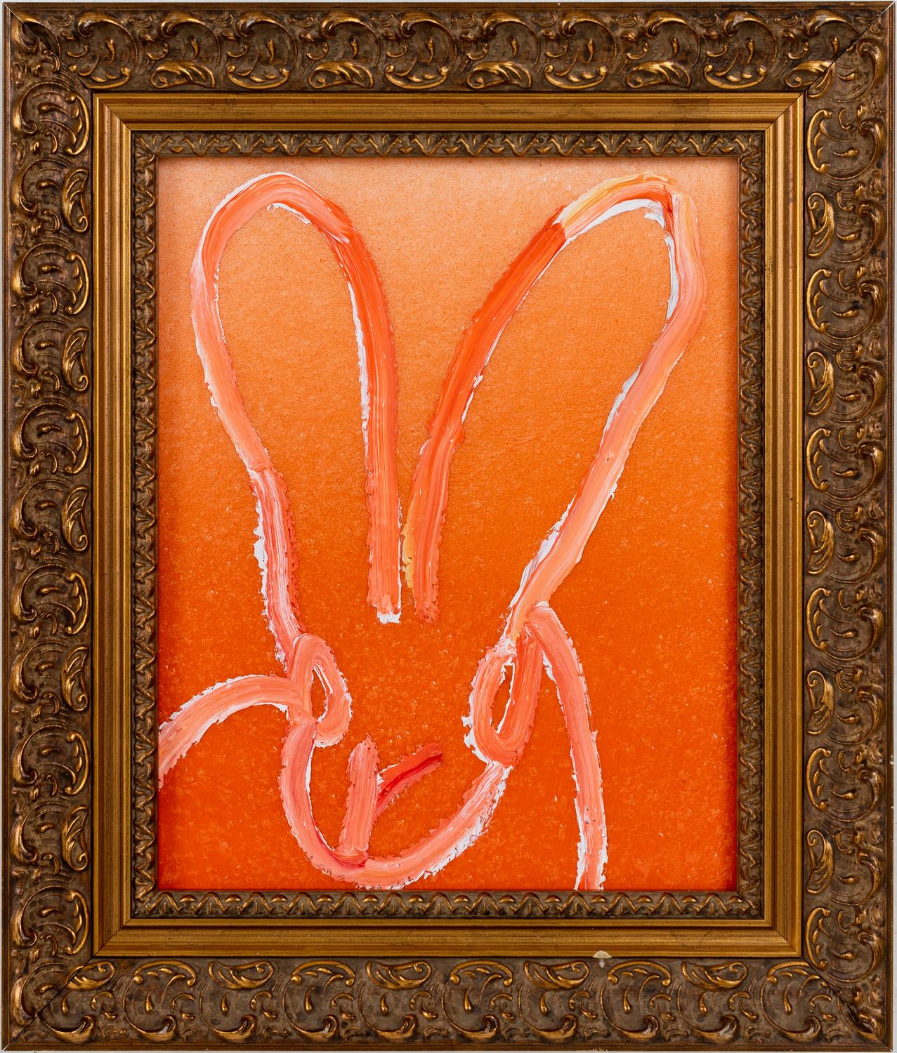 Hunt Slonem Orange Ombre Diamond Dust Bunny Painting 'Untitled'