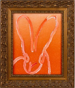 Hunt Slonem Orange Ombre Diamond Dust Bunny Painting 'Untitled'