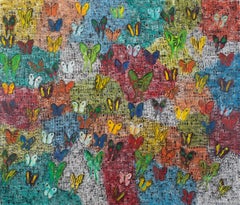 Hunt Slonem "Orient Express 5" Multicolor Butterflies and Guardians