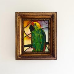 Hunt Slonem Peinture originale de perroquet "Amazons" Impasto lourd Tonalité Jewell 2026