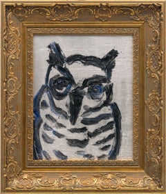 Hunt Slonem "Owl Washington" Original oil painting of an owl