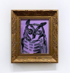 Hunt Slonem "Owl Washington Trail" Original owl painting in oil