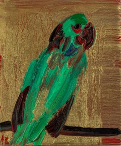 Hunt Slonem "Parrot 2" Bird Gold