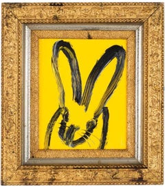 Hunt Slonem, "Paul", 10x8 Yellow Contemporary Bunny Oil Painting on Board